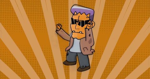 Cool cartoon character posing with sunglasses and jacket