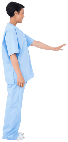 Smiling Biracial Female Doctor in Blue Scrubs on Transparent Background - Download Free Stock Videos Pikwizard.com