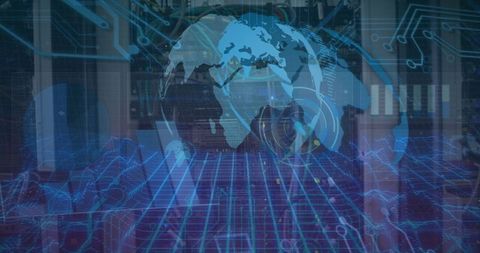 Holographic Globe with Digital Interface in Data Center - Download Free Stock Images Pikwizard.com