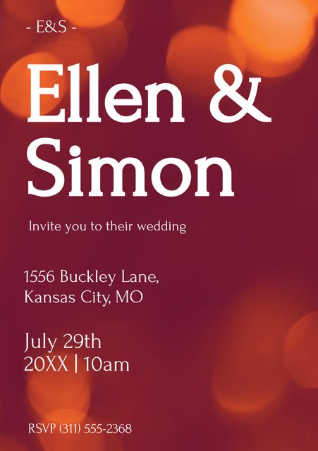 Elegant Bokeh-Themed Wedding Invitation with Romantic Elements - Download Free Stock Templates Pikwizard.com