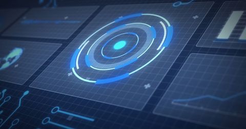 Futuristic Data Dashboard Display with Blue Interface - Download Free Stock Images Pikwizard.com