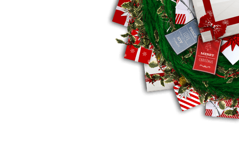 transparent christmas wreath with colorful gift boxes and seasonal decorations - Download Free Stock Videos Pikwizard.com