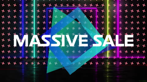 Neon Sale Background with Bold Text and Vibrant Patterns