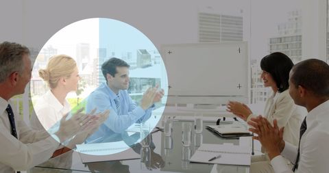 Business Team Applauding Financial Presentation Analysis - Download Free Stock Images Pikwizard.com