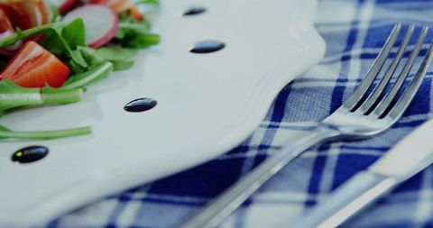 Fresh Gourmet Salad on Plaid Cloth