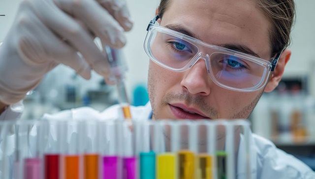 Scientist Conducting Precision Experimentation With Test Tubes