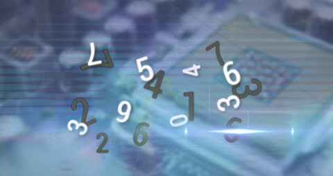 Virtual Numbers Floating with Technology Background