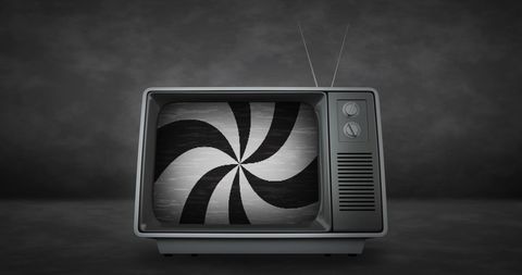 Vintage television set with hypnotic stripes effect
