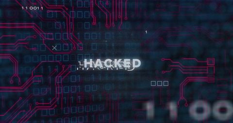 hacked text on digital circuit and binary code background - Download Free Stock Images Pikwizard.com