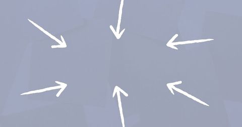 White arrows converging on light blue background