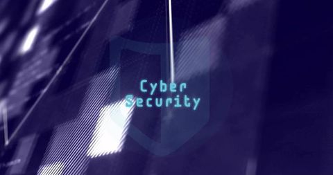 Holographic Cyber Security Shield on Digital Grid Background