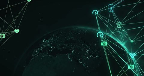Global Digital Network Over Earth's View Highlighting Connectivity - Download Free Stock Images Pikwizard.com