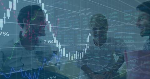 Business Professionals Analyzing Financial Data in Modern Boardroom