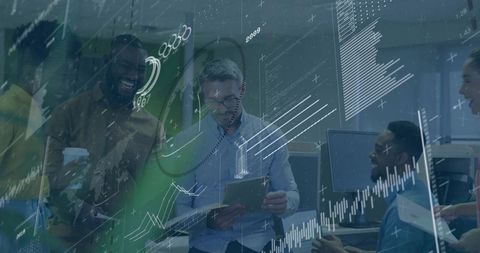 Team Analyzing Data Visualization in Modern Office Environment