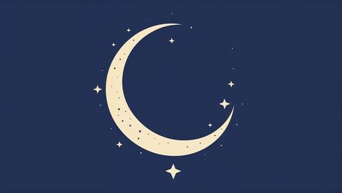 Crescent Moon with Stars on Deep Blue Background