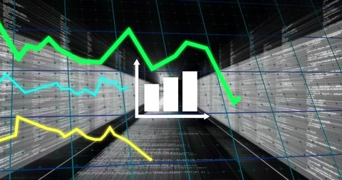 Data Analysis Graphs on Digital Screens in Virtual Space - Download Free Stock Images Pikwizard.com