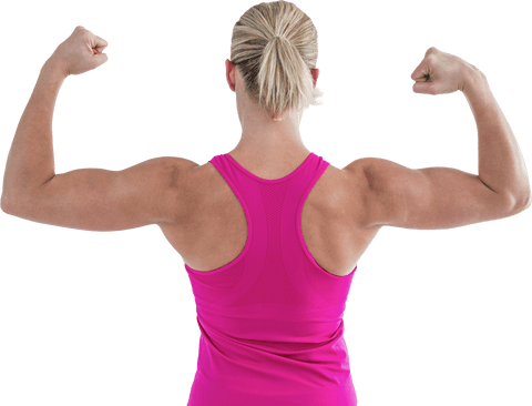 Transparent Background Muscular Woman Flexing Rear View - Download Free Stock Videos Pikwizard.com