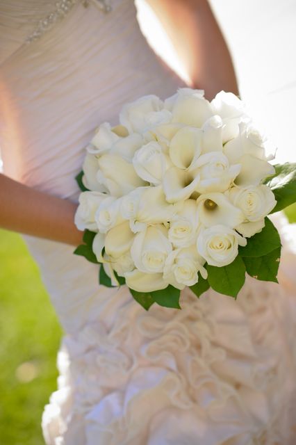 Bride Holding Wedding Bouquet of White Roses in Sunlight - Download Free Stock Photos Pikwizard.com