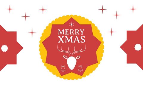 festive merry xmas badge with reindeer motif - Download Free Stock Templates Pikwizard.com
