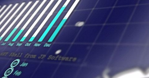 Digital Data Analysis Concept with Charts on Blue Background