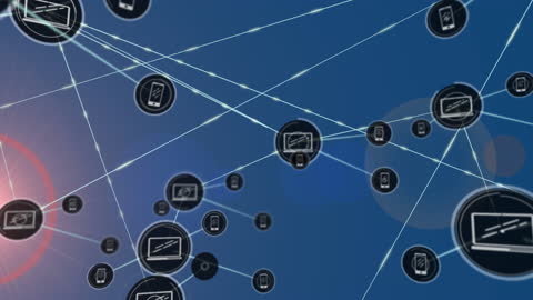 Futuristic Digital Network Connections Schematic