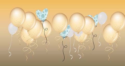 Festive Gold and Heart Balloons on Orange Backdrop - Download Free Stock Images Pikwizard.com