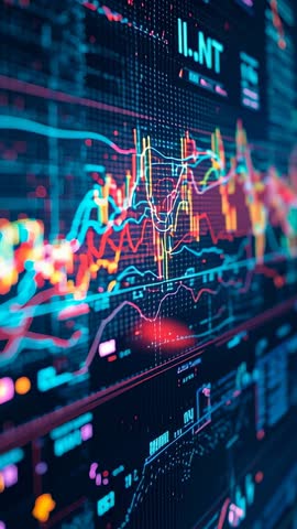 Displaying Live Financial Market Data on Vertical Screen with Colorful Real-Time Charts