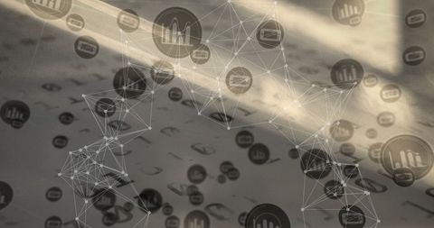 Abstract network with digital interface icons