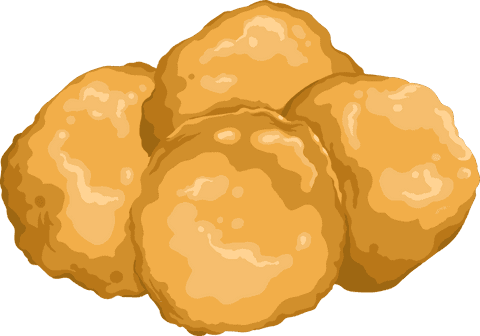 Cluster of tasty chicken nuggets on transparent background