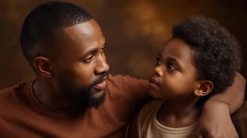 Father Embracing Son Comforting and Explaining in Warm Studio Portrait Video Clip