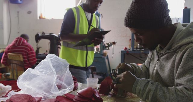 Focused African American Worker Crafting in Workshop - Download Free Stock Images Pikwizard.com