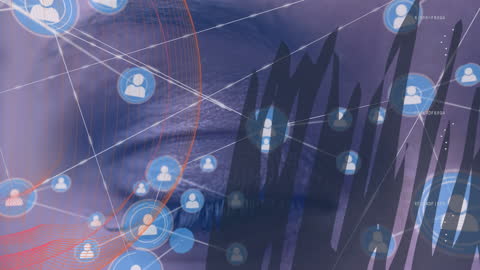 Abstract Digital Connections Overlaying Face
