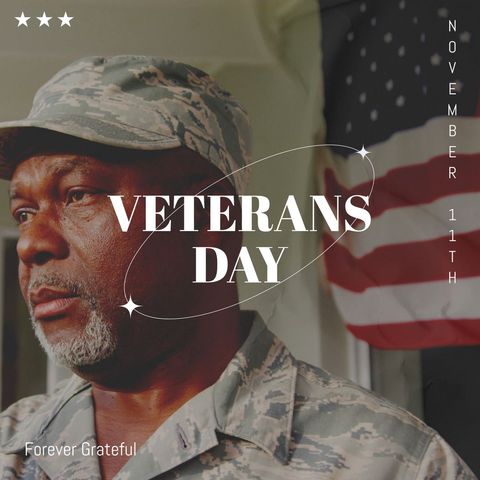 Veterans day tribute: african american soldier with usa flag