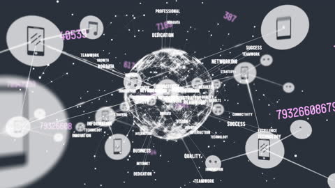 Global Network Communication with Technology Icons