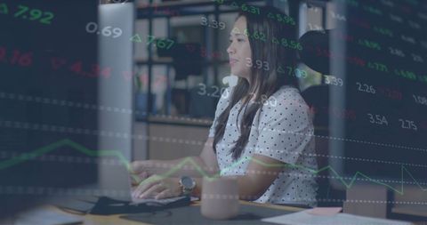 Businesswoman Analyzing Financial Data with Currency Overlays - Download Free Stock Images Pikwizard.com