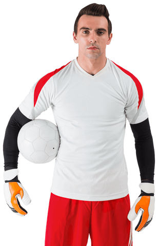 focused goalkeeper in transparent background white jersey holding soccer ball - Download Free Stock Videos Pikwizard.com