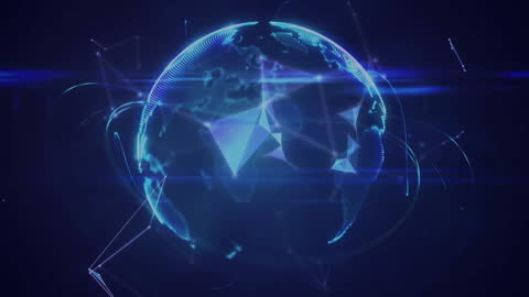 Digital Globe with Network Connections and Geometric Shapes