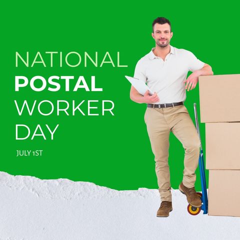 postal worker celebrating national postal worker day with packages - Download Free Stock Templates Pikwizard.com