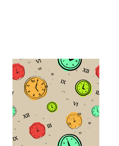 Colorful Clocks on Transparent Background Illustration