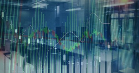 Financial Chart Overlay in Modern Corporate Office