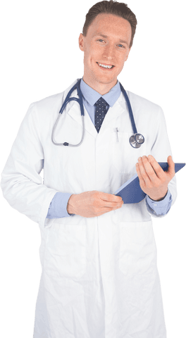 Portrait of Smiling Doctor Holding Tablet on Transparent Background - Download Free Stock Videos Pikwizard.com