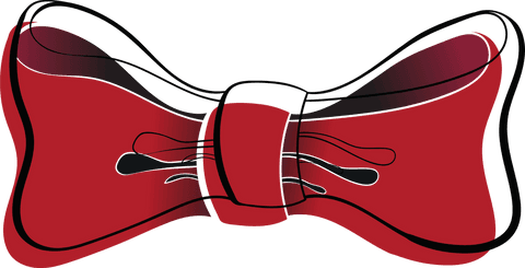 Red bow tie illustration on transparent background