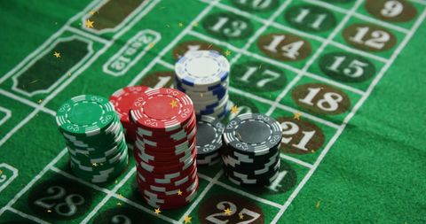 Casino Roulette Table with Vibrant Falling Stars Overlay - Download Free Stock Images Pikwizard.com