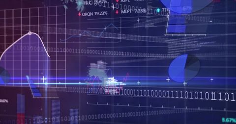 Futuristic Financial Data Interface with Graphs and Binary Code - Download Free Stock Images Pikwizard.com