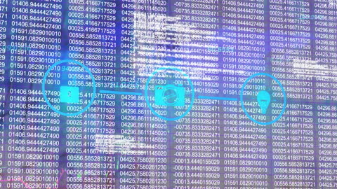 Financial Data Interface With Digital Global Network Icons