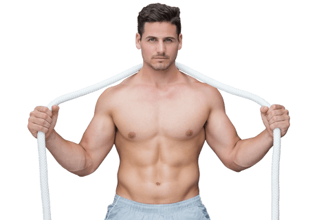 Athletic Man with Rope on Shoulders, Transparent Background