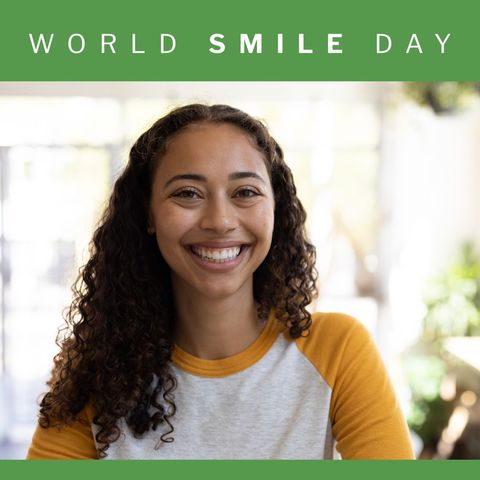 radiant woman celebrating world smile day with joyful expression - Download Free Stock Templates Pikwizard.com
