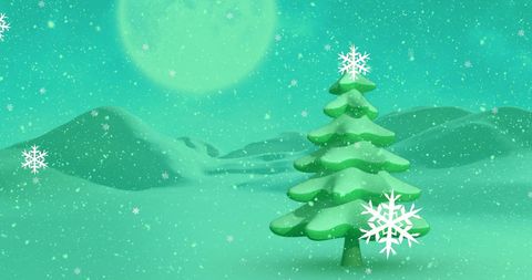 Vibrant Winter Landscape with Tree and Snowflakes - Download Free Stock Images Pikwizard.com