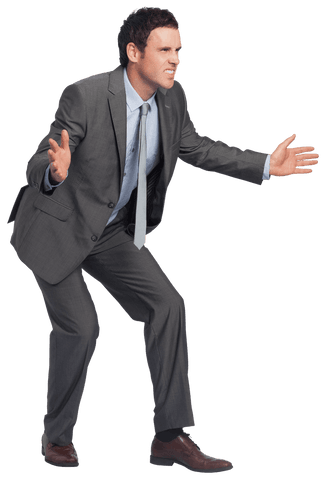 Transparent Businessman Gesturing Frustration
