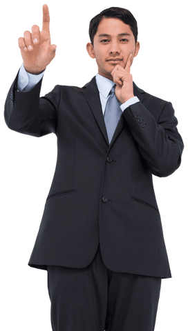 biracial businessman using virtual interface on transparent background - Download Free Stock Videos Pikwizard.com